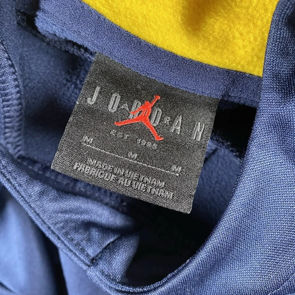 Jordan Michigan Wolverines Sweatshirt Mens Size M Blue Therma Scuba 2-Hit Hoodie